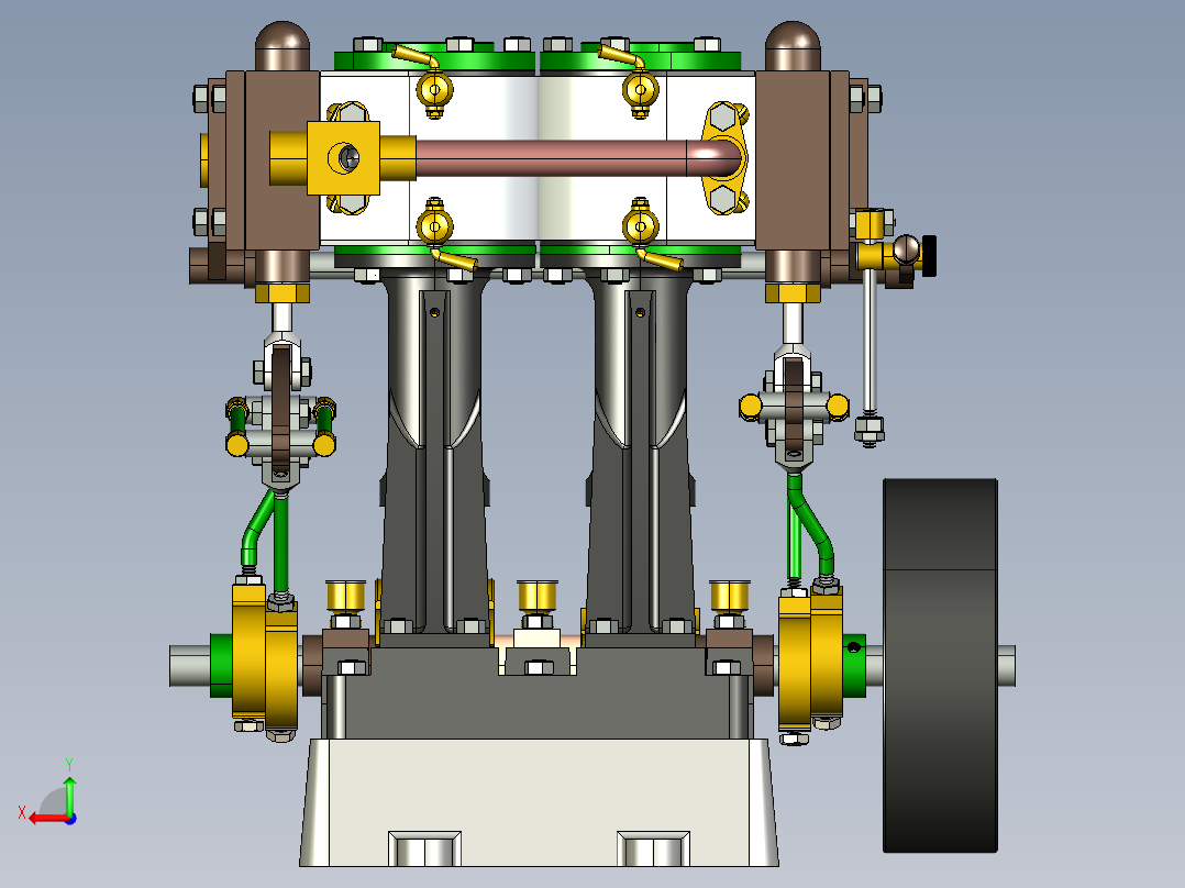 蒸汽机steam-engine-d10-with-reversing-gear-模型格式为 stp后视图