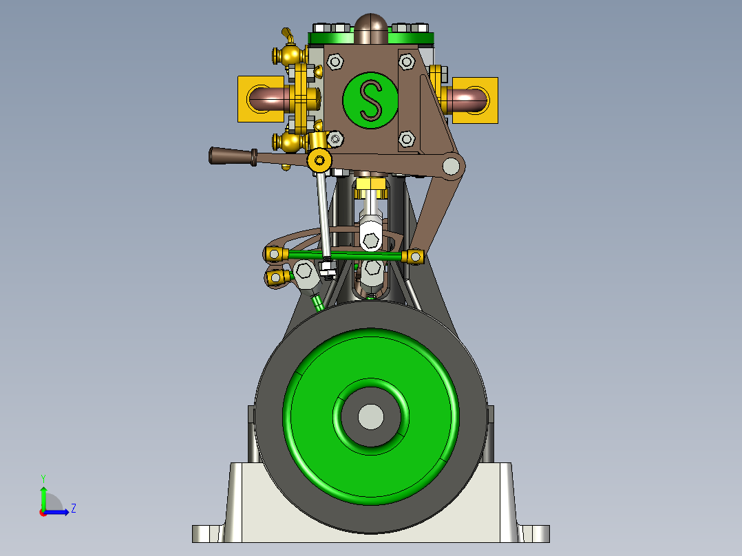 蒸汽机steam-engine-d10-with-reversing-gear-模型格式为 stp左视图