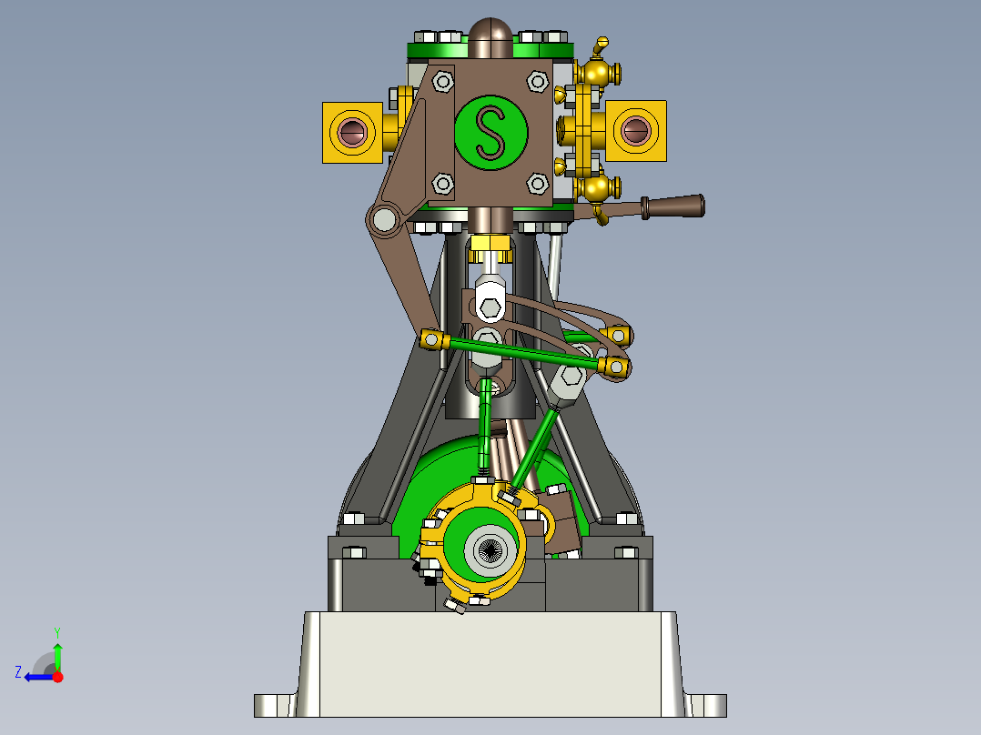 蒸汽机steam-engine-d10-with-reversing-gear-模型格式为 stp右视图
