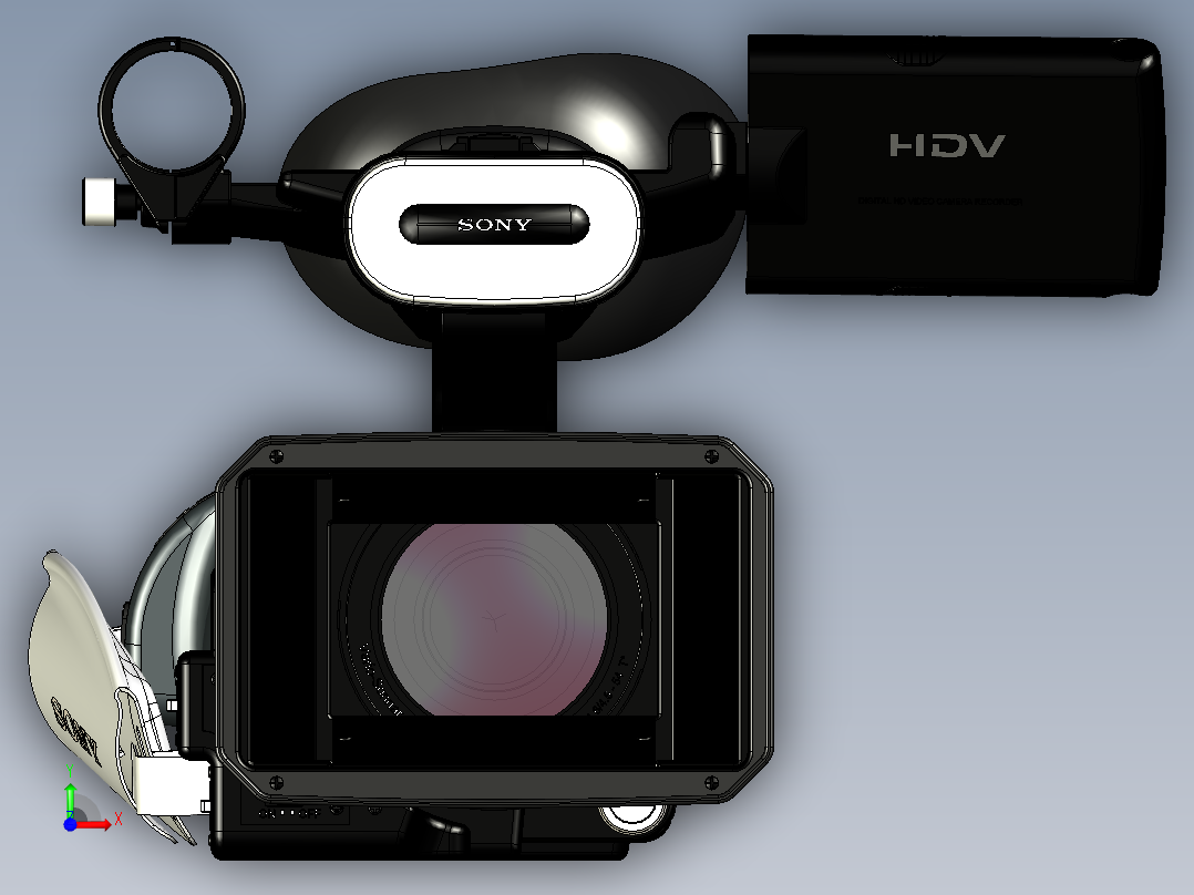 索尼Sony hvr z1u hi-def高清摄像机模型3D图纸前视图