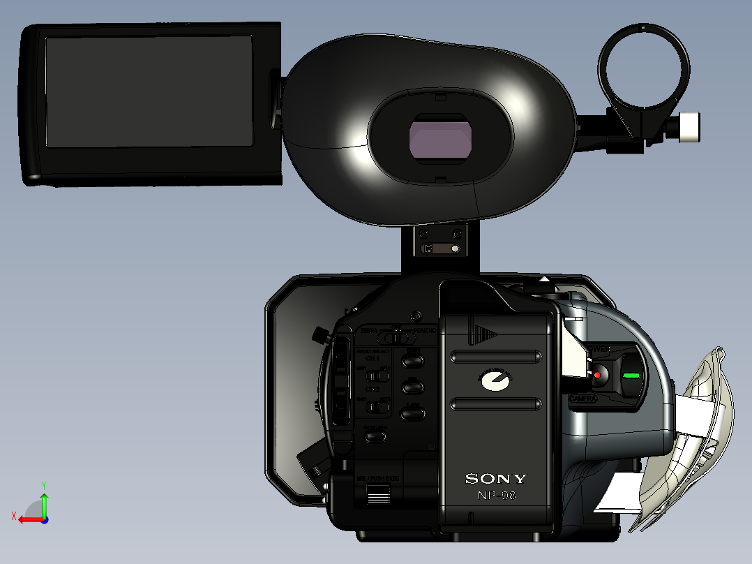 索尼Sony hvr z1u hi-def高清摄像机模型3D图纸后视图