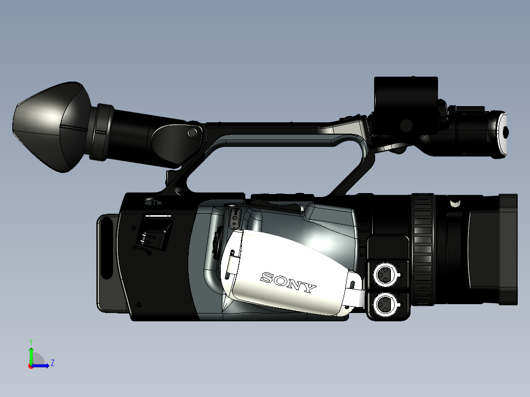 索尼Sony hvr z1u hi-def高清摄像机模型3D图纸左视图