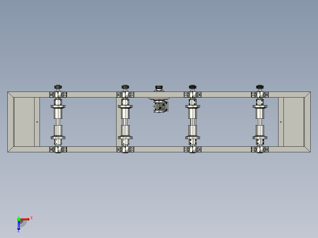 托辊流水生产线架体俯视图