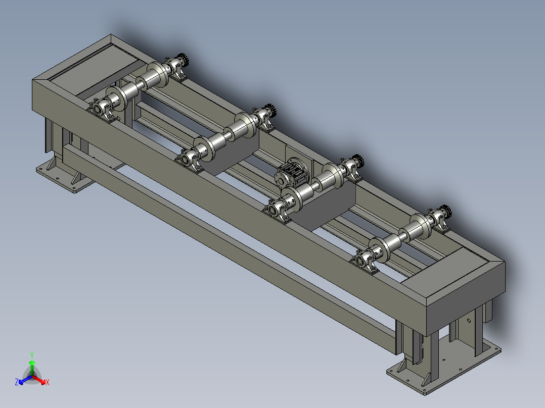 托辊流水生产线架体正等轴测图