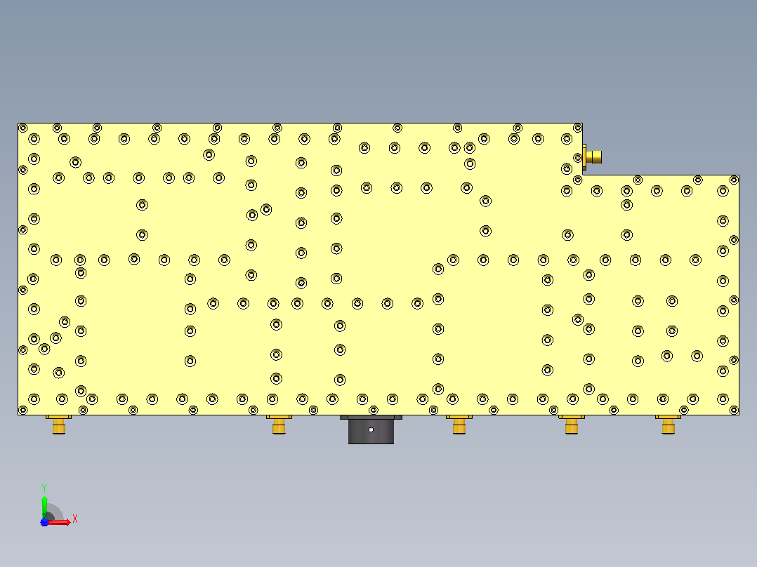 PCB盒，铝CNC前视图