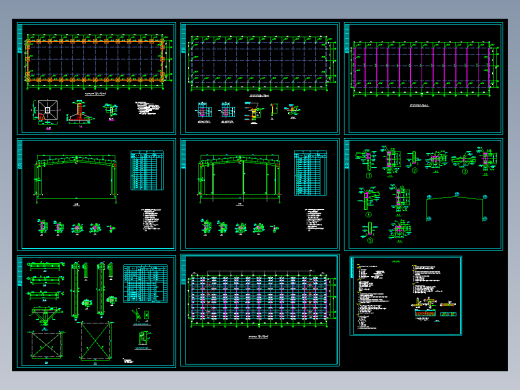 21x72米钢结构厂房的全套结构图