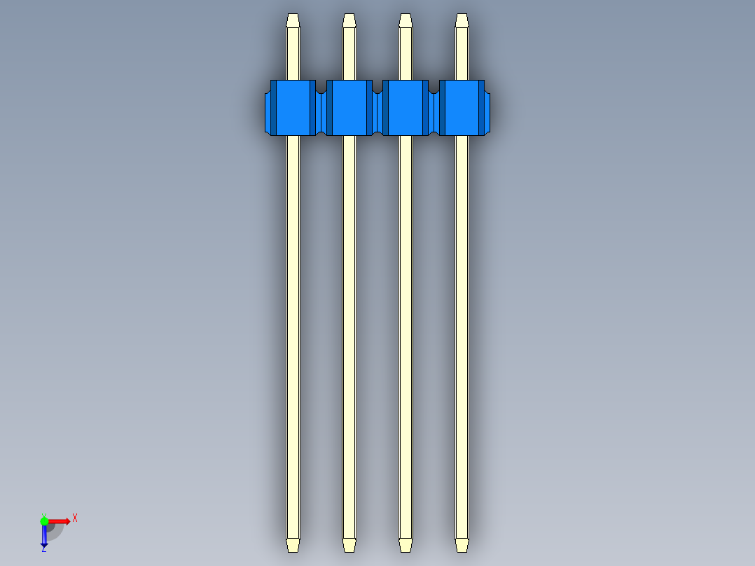 彩色公头100mil（2.54mm）系列-DS1021_blue_2x04p_100mil_Type19_rev1.0俯视图