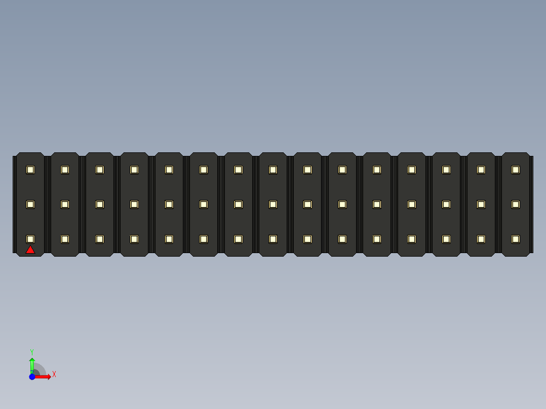 彩色公头100mil（2.54mm）系列-DS1021_black_3x15p_100mil_Type5_rev1.0前视图