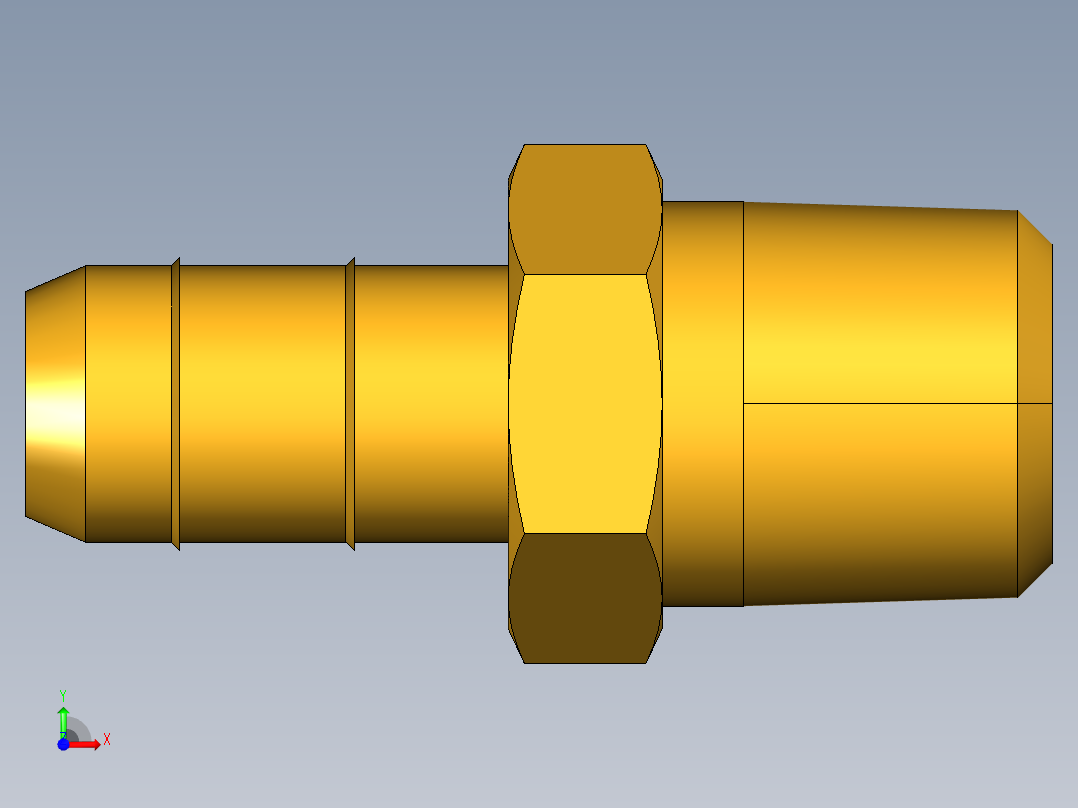 工业通用螺蚊管倒齿式工业硬管接头Male Connector 28-6-2前视图