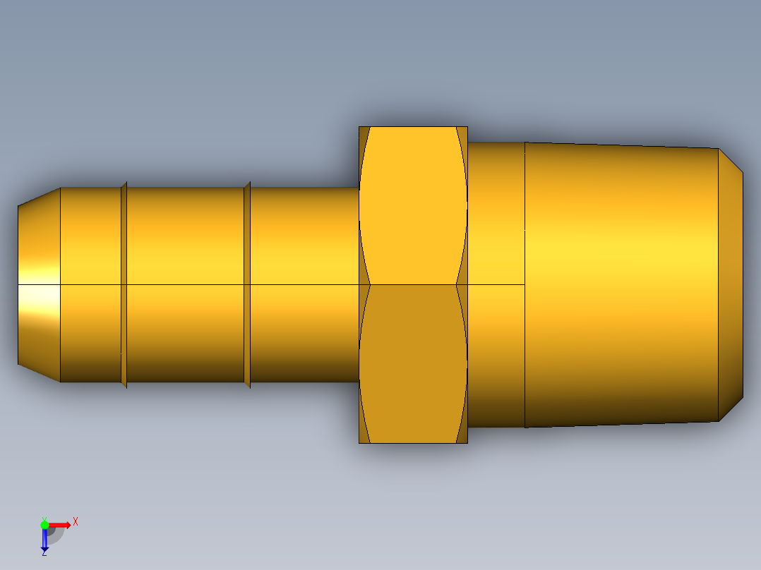 工业通用螺蚊管倒齿式工业硬管接头Male Connector 28-6-2俯视图