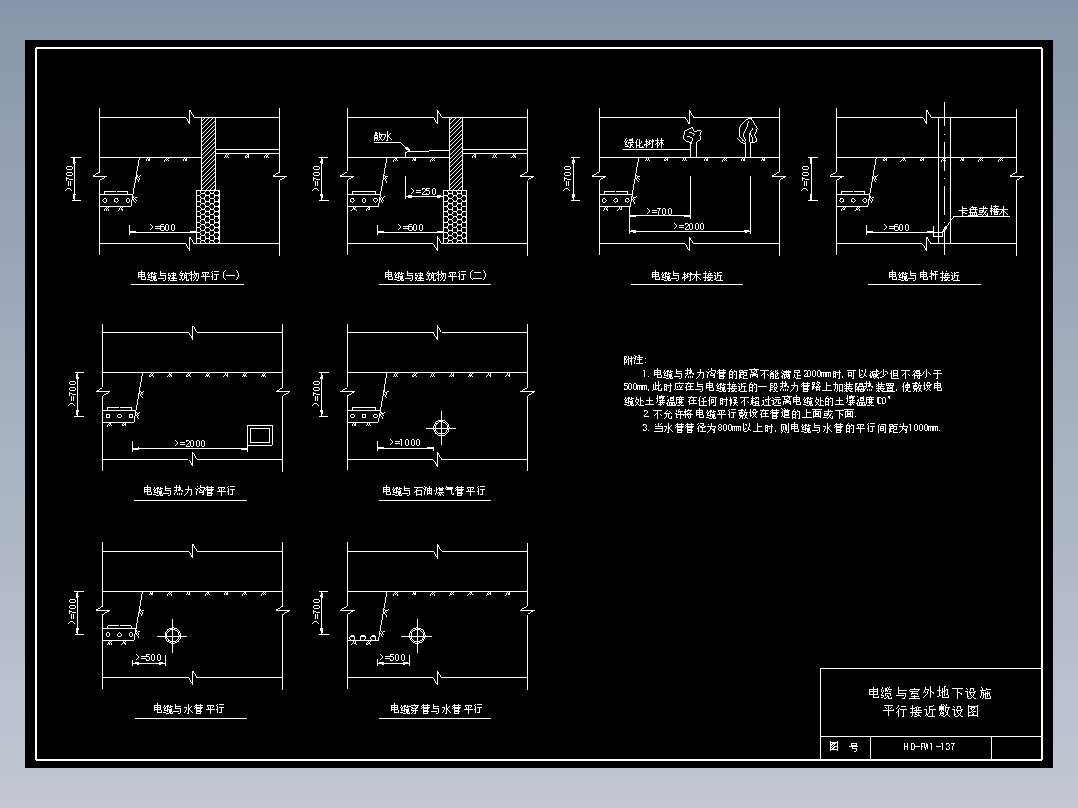 137 电缆与室外地下设施平行接近敷设图