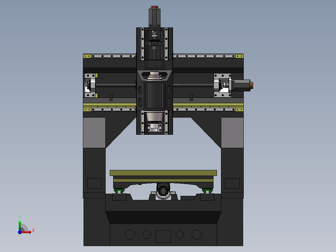 铣床、1200X600小型龙门数控铣床3D模型前视图