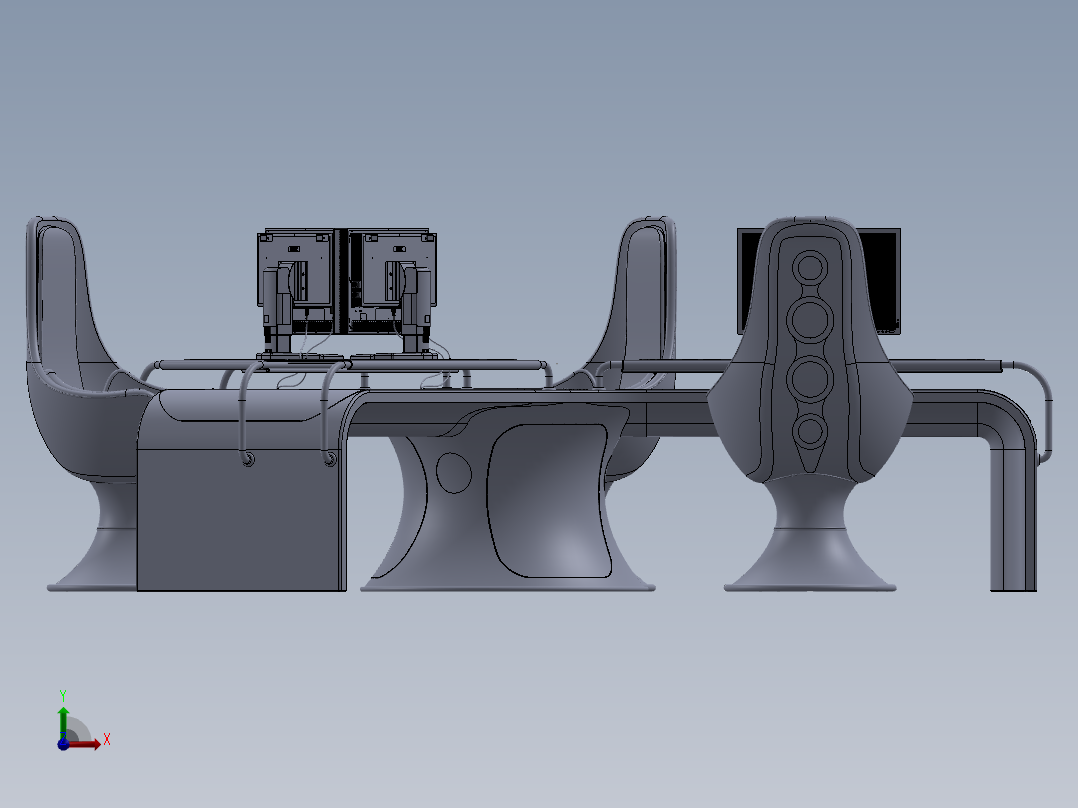 电脑桌(52)前视图