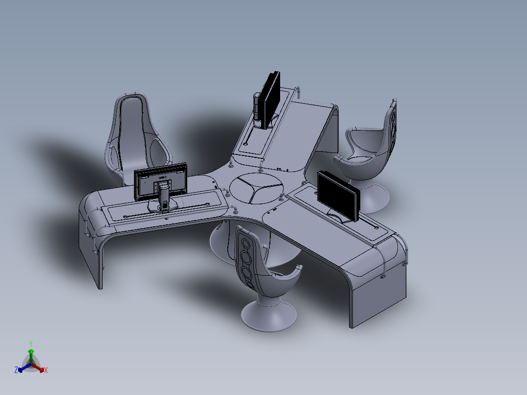 电脑桌(52)正等轴测图