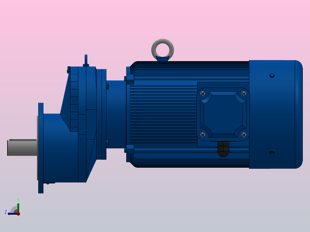 RXF107法兰轴伸式安装斜齿轮减速机RX107-Y30-4P-200L-M1-0°-Φ350右视图