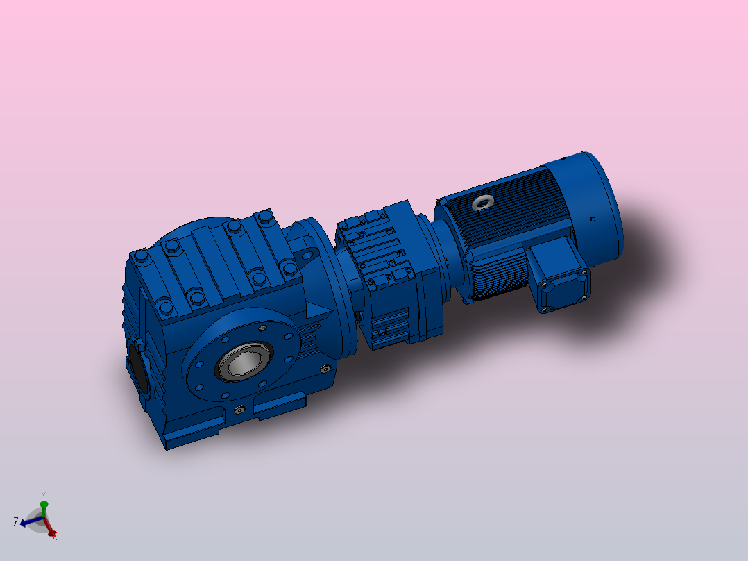SA87R57组合式斜齿-蜗轮蜗杆减速机SA87R57-Y1.5-4P-222-M1-0°-A主视图