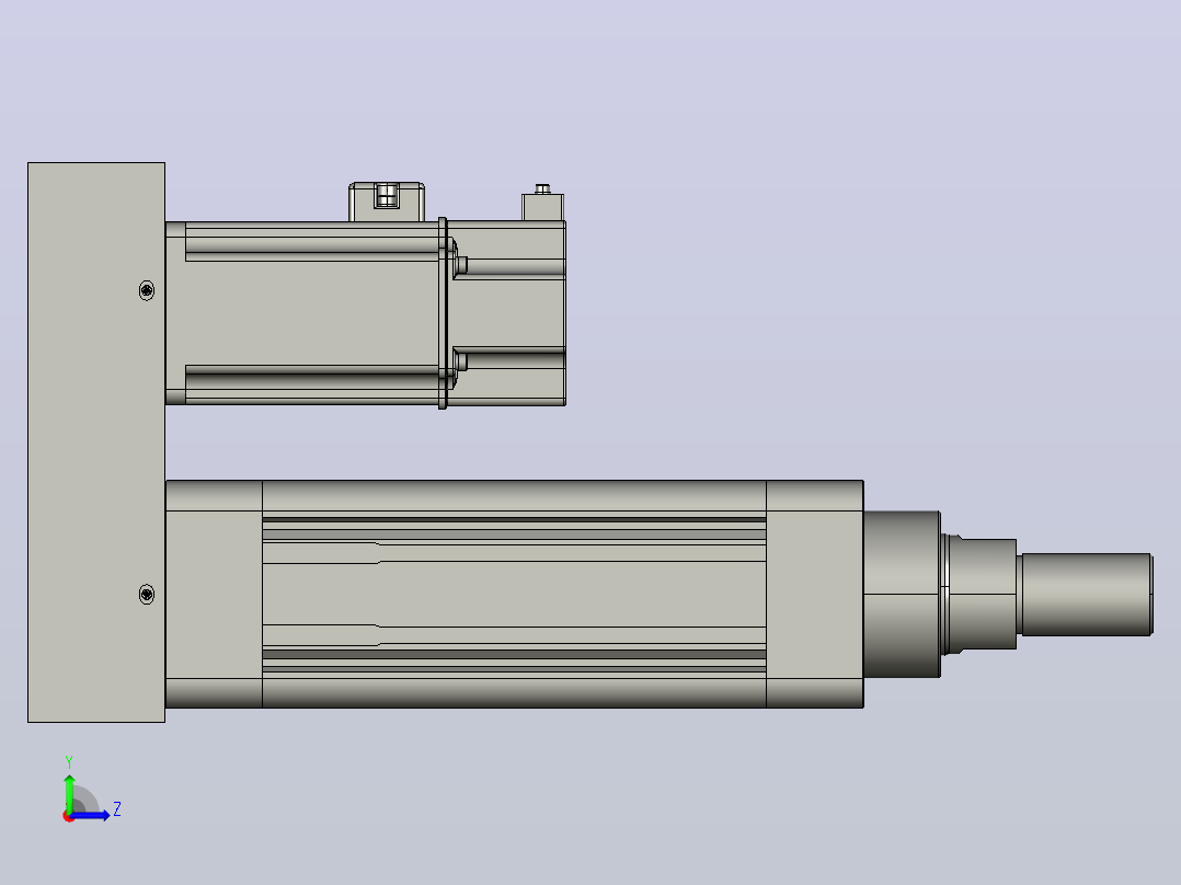 MTE63-50-P-M400W-A-S3 MTE63电动缸 最大负载300kg 400W电机间接安装左视图