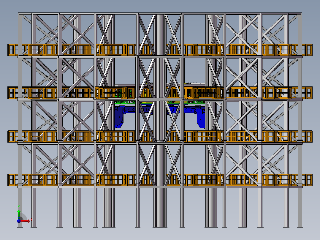 B01-proe五层立体车库五层圆形停车场前视图