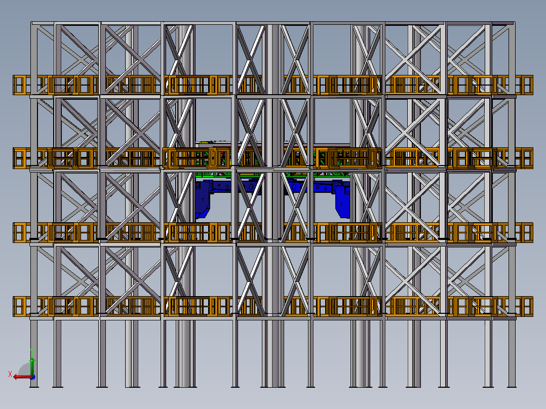 B01-proe五层立体车库五层圆形停车场后视图