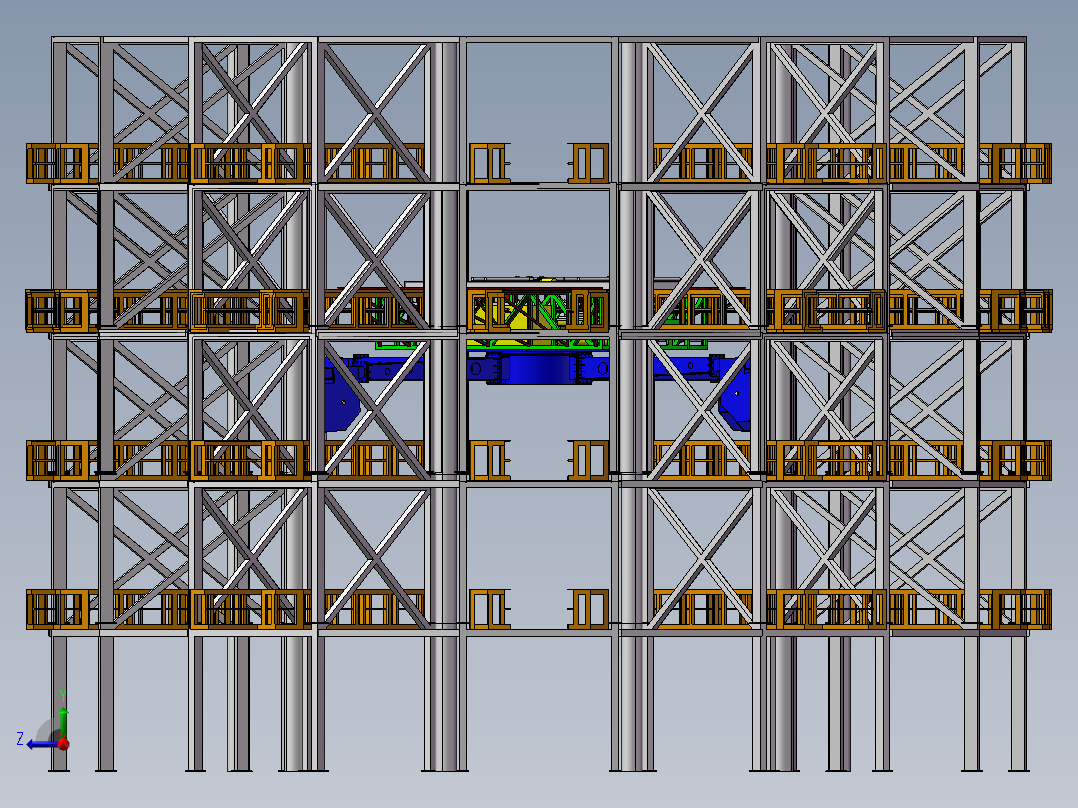 B01-proe五层立体车库五层圆形停车场右视图