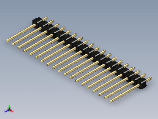 彩色公头100mil（2.54mm）系列-DS1021_black_1x19p_100mil_Type5_rev1.0正等轴测缩略图