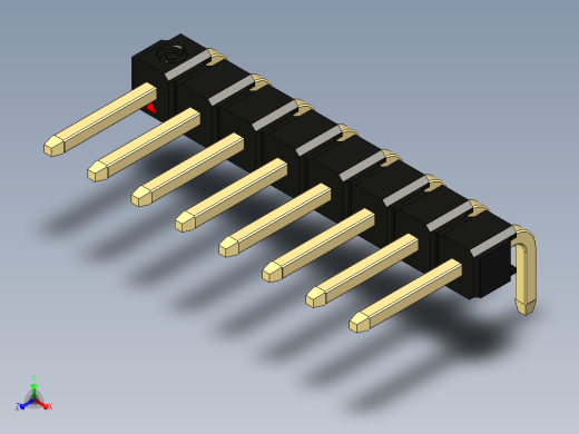 彩色公排针 100mil 2.54mm 系列-DS1022_black_1x08p_100mil_TypeD_rev1.0