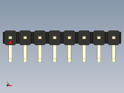彩色公排针 100mil 2.54mm 系列-DS1022_black_1x08p_100mil_TypeD_rev1.0前视缩略图