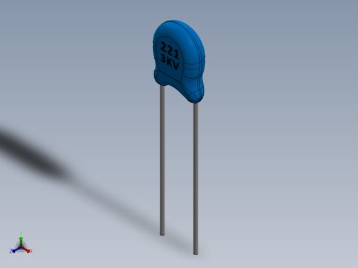 电容器 二极管 电阻器-Capacitor Ceramic 221 3KV 220pF正等轴测缩略图