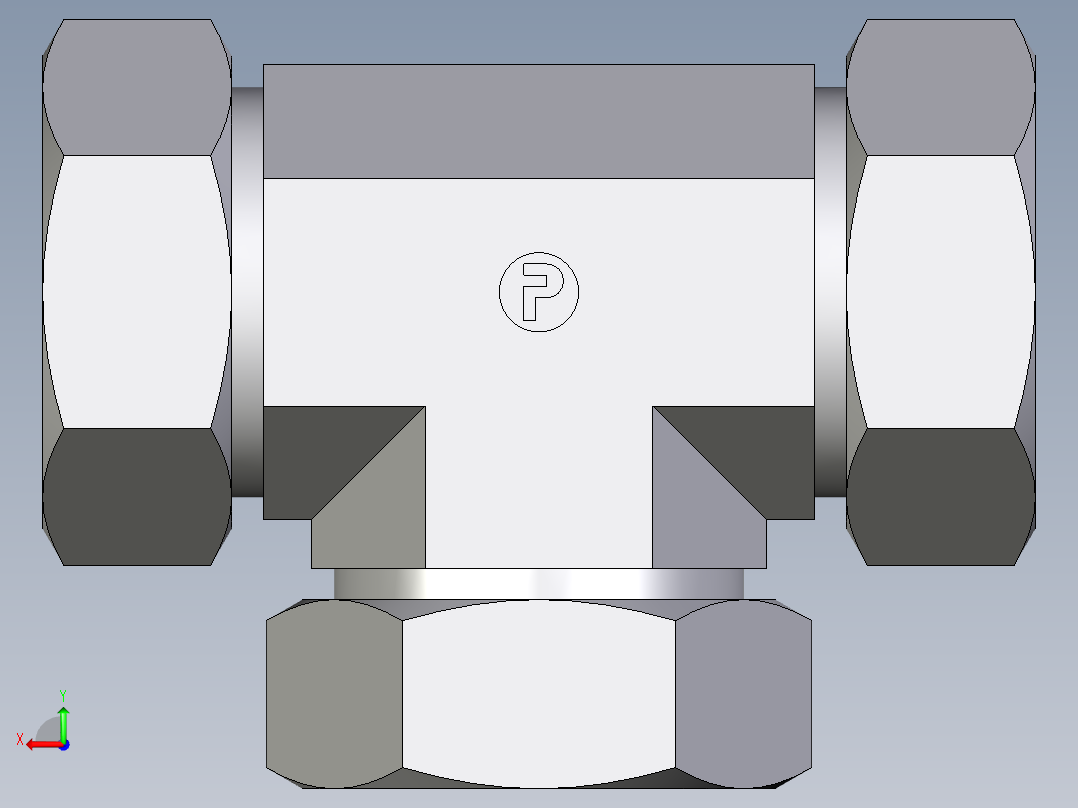卡套式工业通用硬管接头EO_Union_tee_T42ZLCF后视图