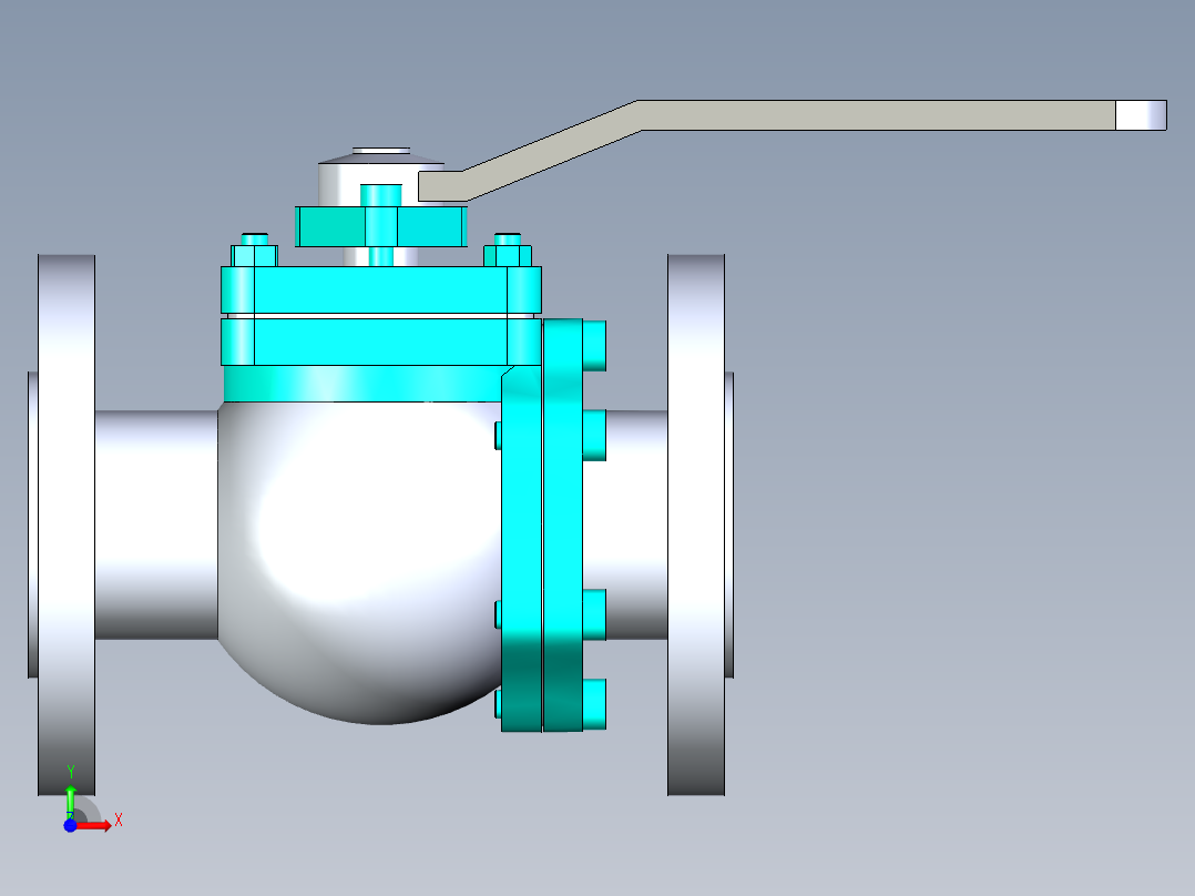管道手动球阀-水管开关阀-手动阀门法兰连接球阀[25]前视图