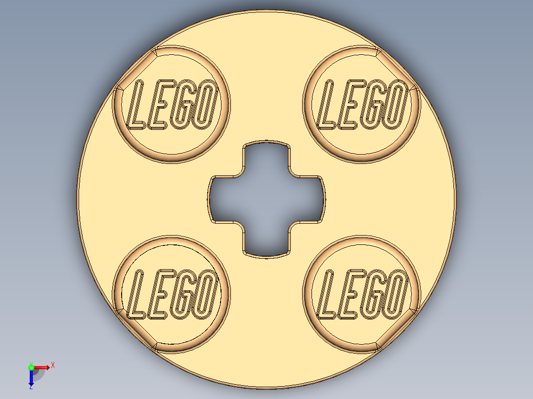 乐高零件 4032 板 2 x 2 圆形-4032 Warm Yellowish Orange Plate 2 x 2 Round.SLDPRT俯视图