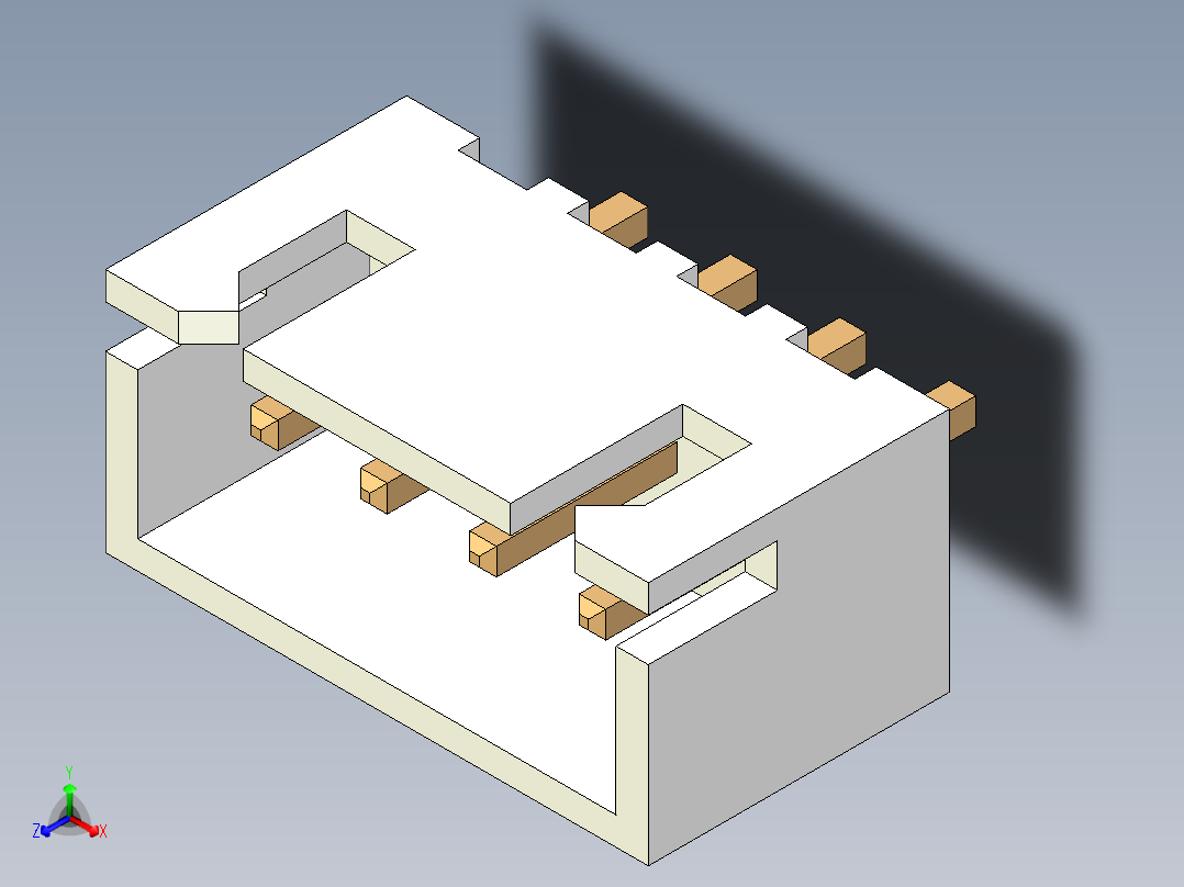元器件3D封装JST 2.54X4P73正等轴测图