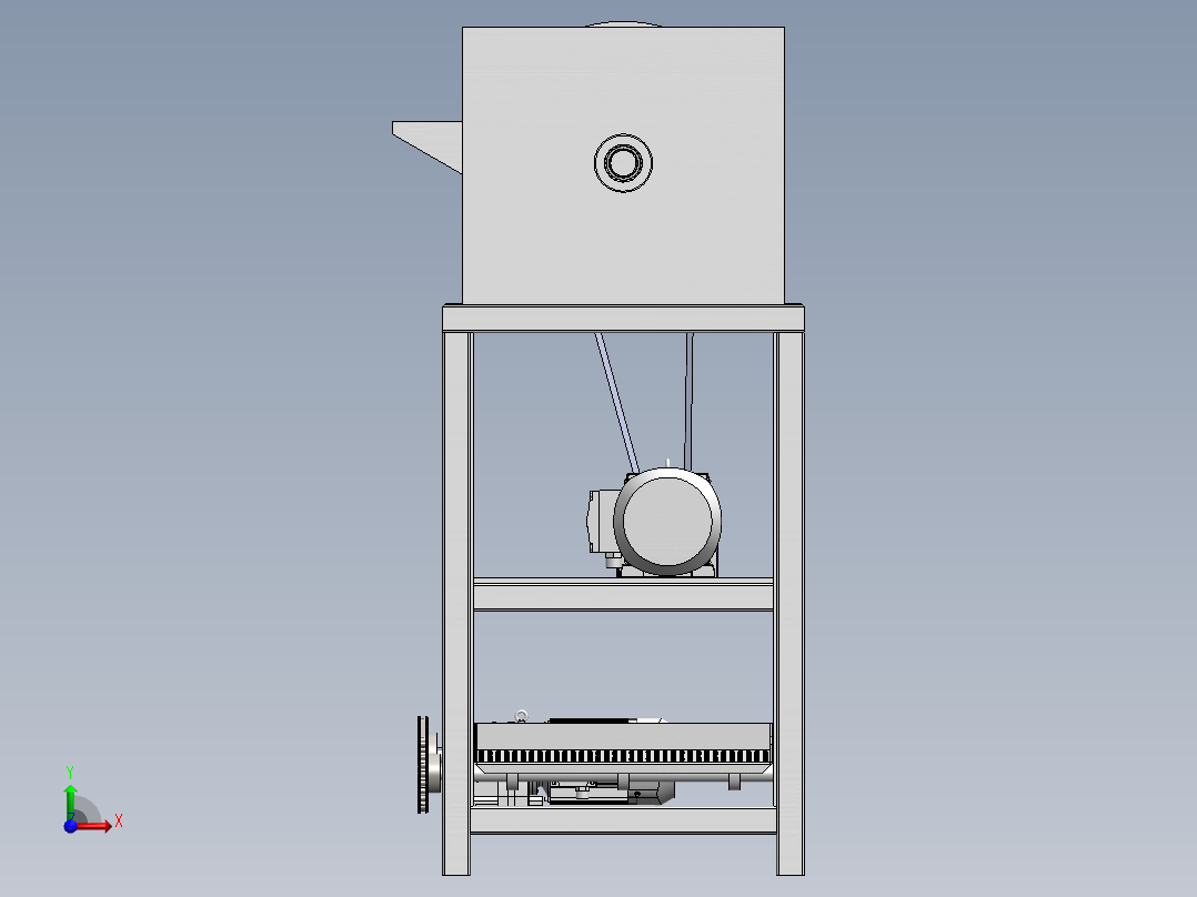 油菜脱粒机三维SW模型前视图