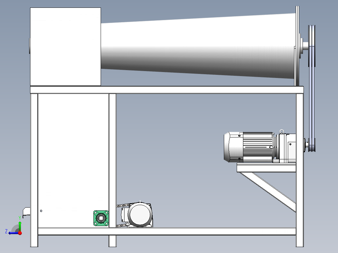 油菜脱粒机三维SW模型右视图