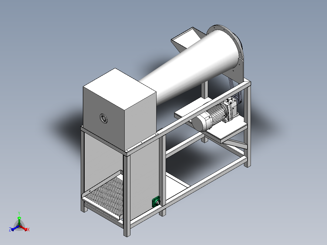 油菜脱粒机三维SW模型正等轴测图