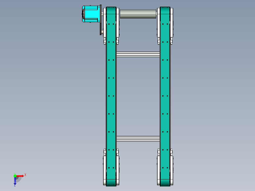 LE-XC6060-带工装左直连驱动输送线俯视图