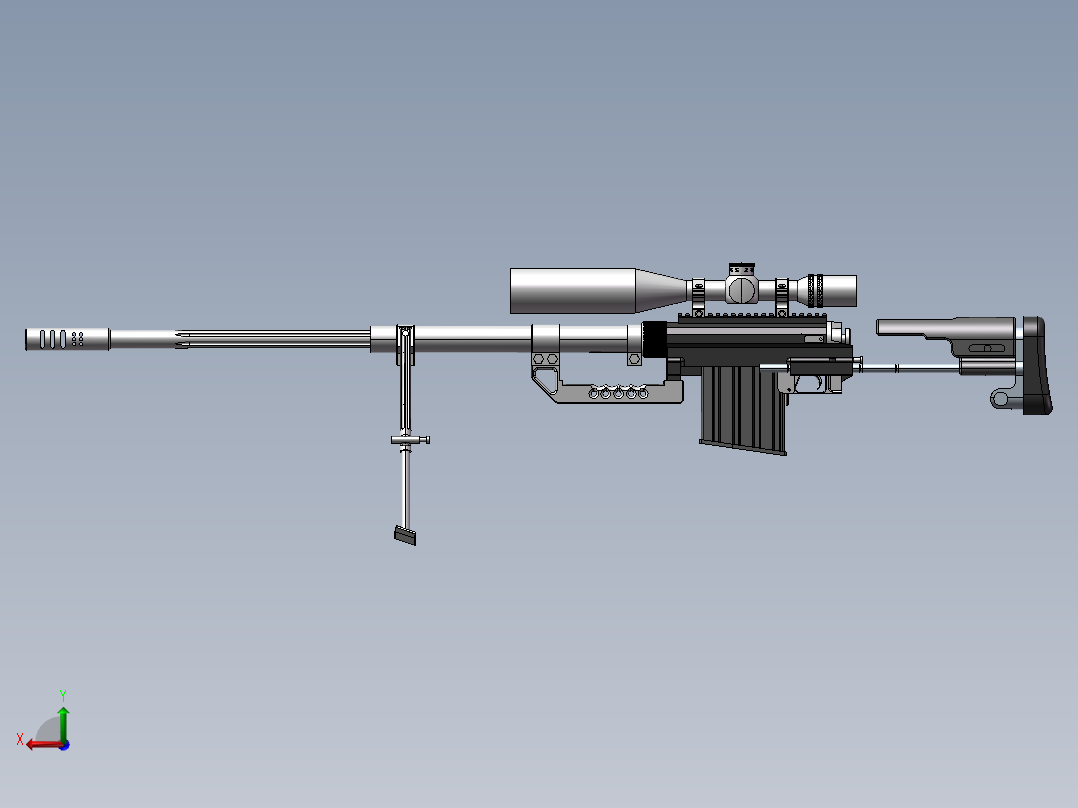 手枪左轮冲锋枪老式狙击步枪设计3D图纸922-chye-tac-m-200-proe-1 3 STP SW CREO UG X_T后视图