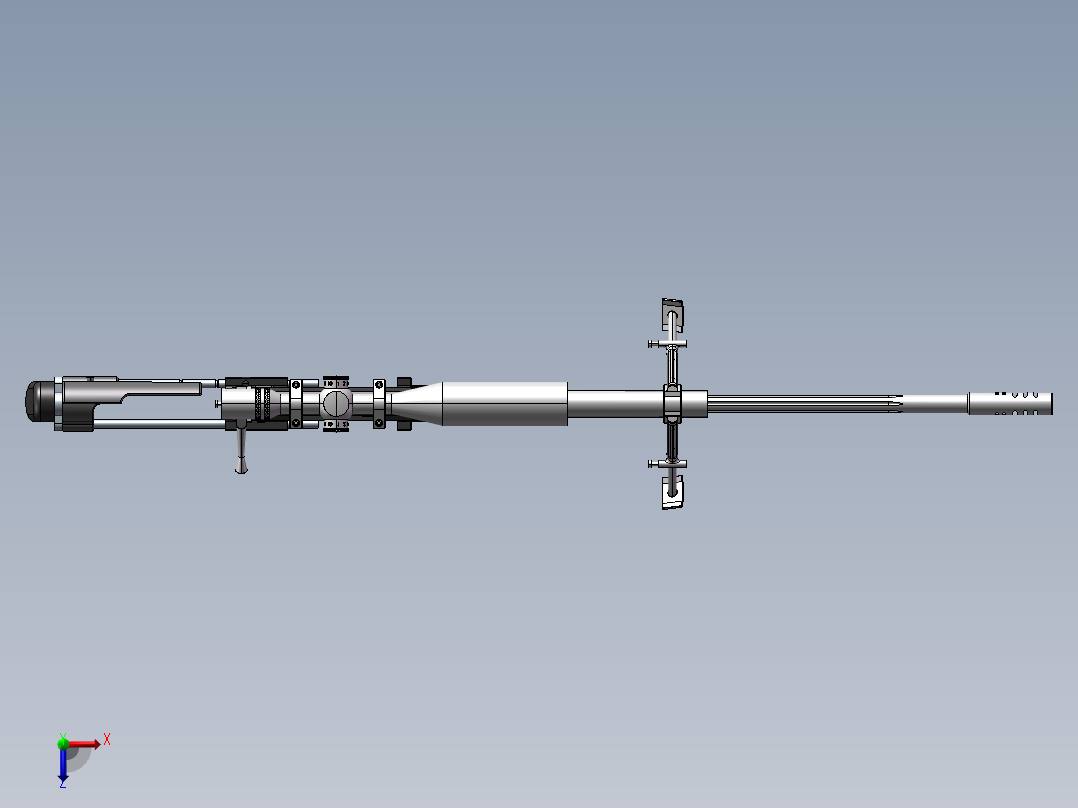 手枪左轮冲锋枪老式狙击步枪设计3D图纸922-chye-tac-m-200-proe-1 3 STP SW CREO UG X_T俯视图