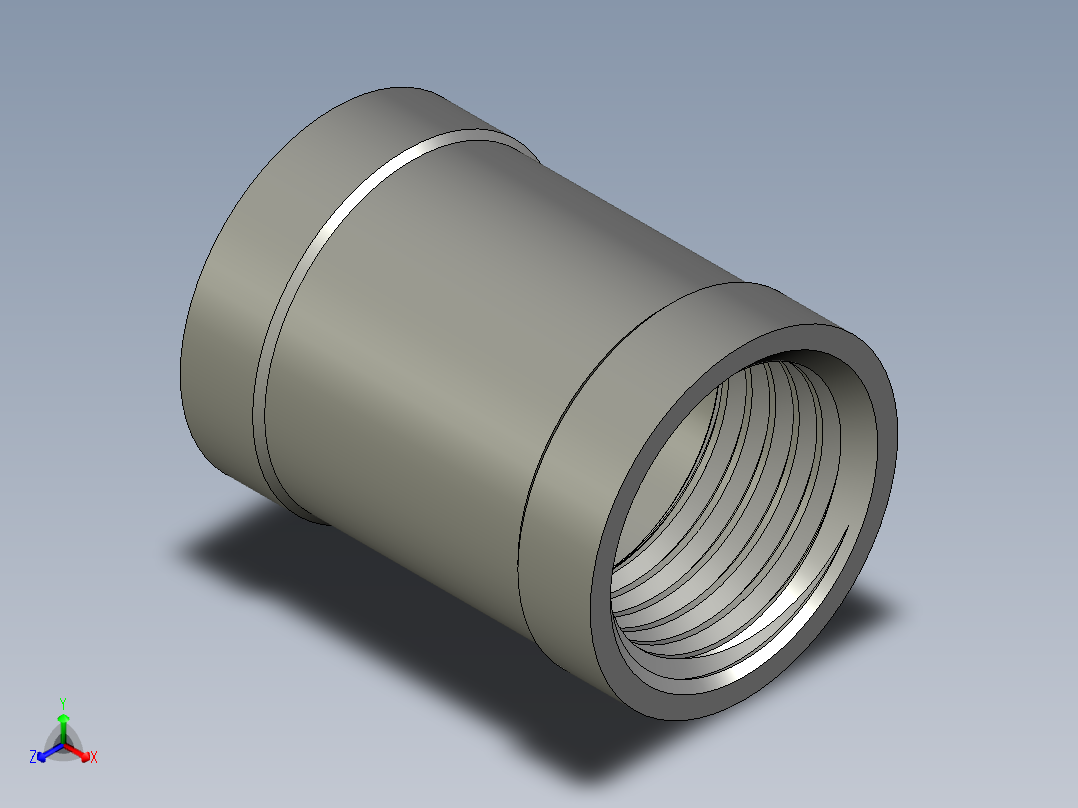 螺纹管管箍-等径有边 DN15正等轴测图