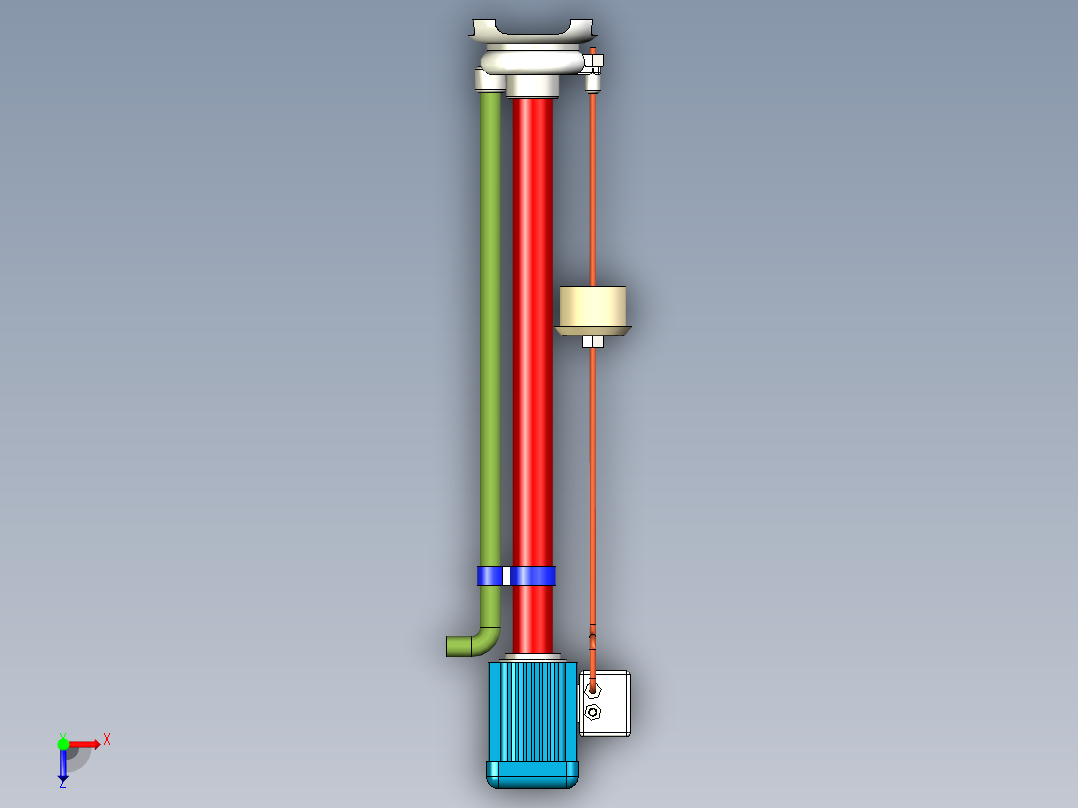 污水处理泵sewage-water-pump-模型格式为 inventor俯视图