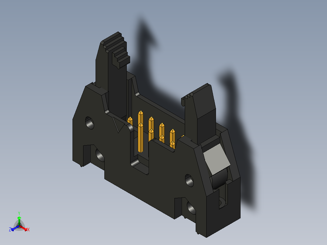 锁存 IDC 连接器正等轴测图