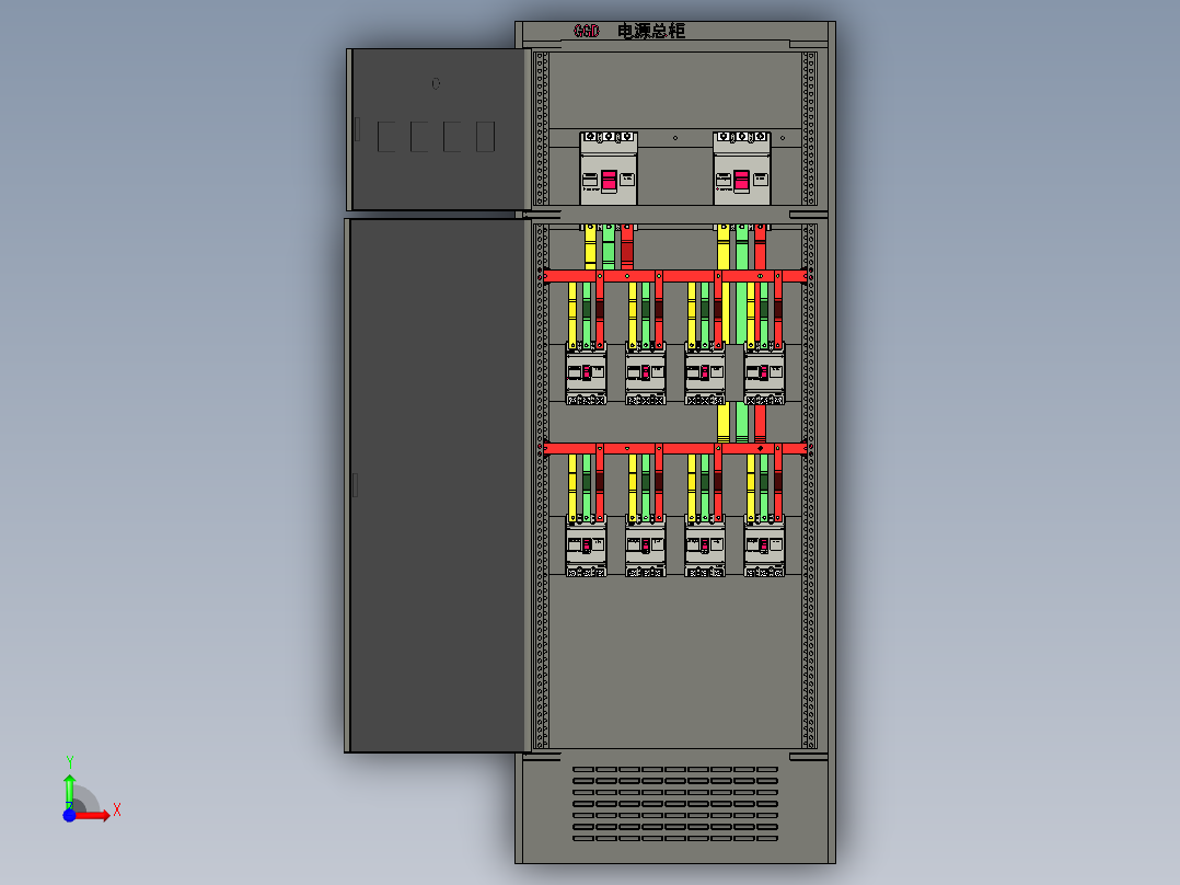 2X630A电源柜铜排前后叠加前视图