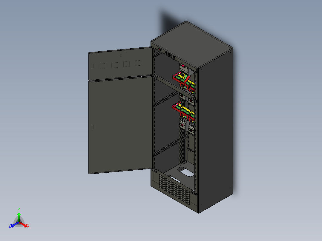 2X630A电源柜铜排前后叠加正等轴测图