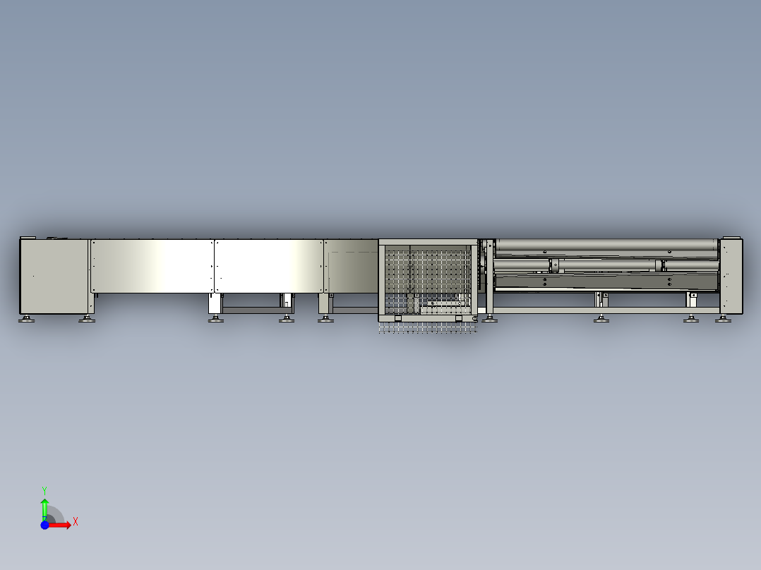 物流用转弯机柔性输送链板装置前视图
