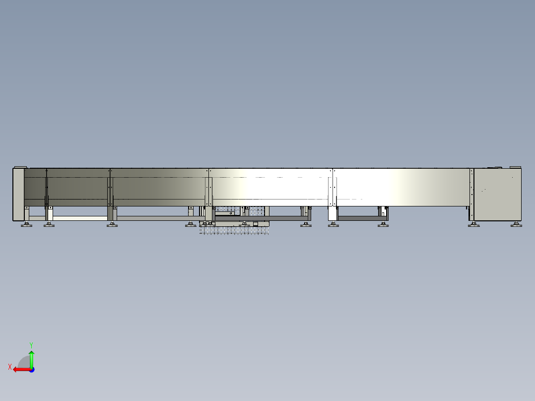 物流用转弯机柔性输送链板装置后视图