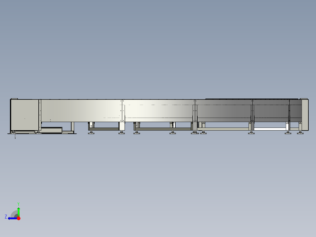 物流用转弯机柔性输送链板装置右视图