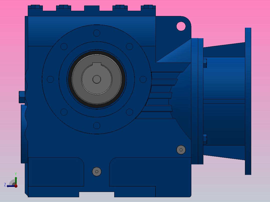 SAZ97ZP蜗轮蜗杆减速机SAZ97-12.75-M1-A-Φ70-P180右视图