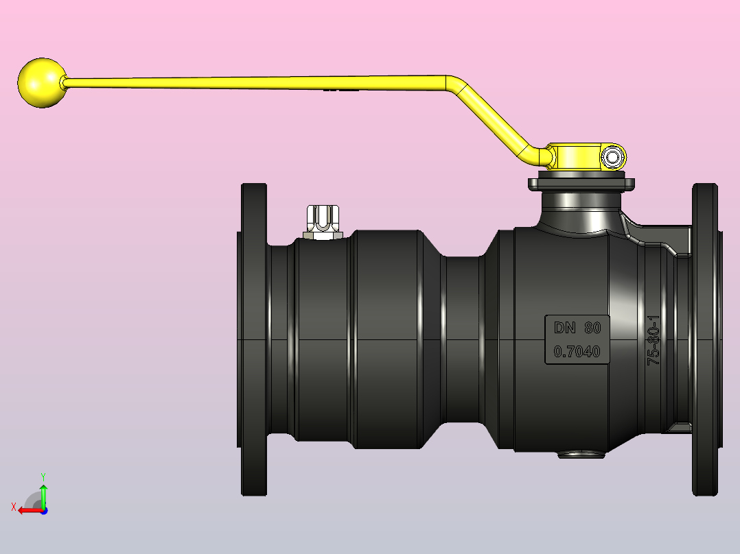 带有TAS的法兰球阀结节铸铁球阀带TA法兰结节铁后视图