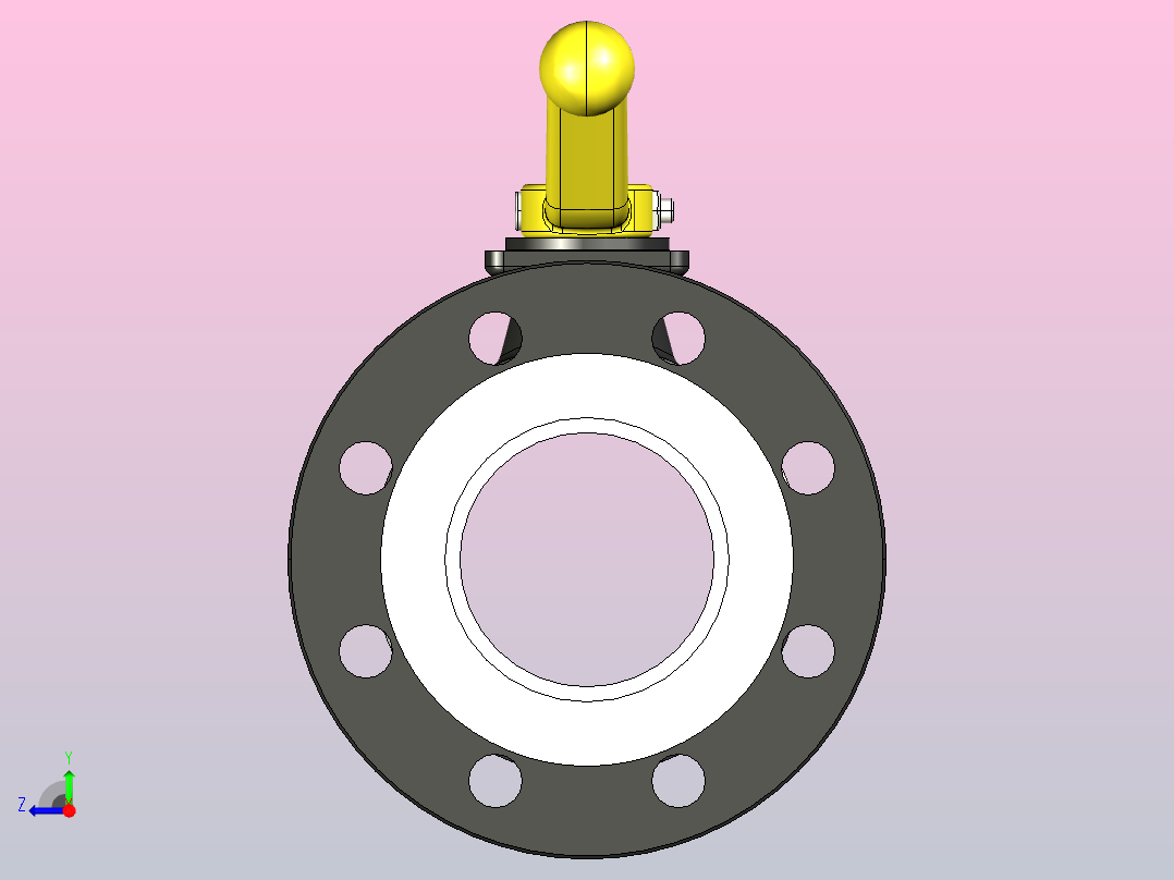 带有TAS的法兰球阀结节铸铁球阀带TA法兰结节铁右视图