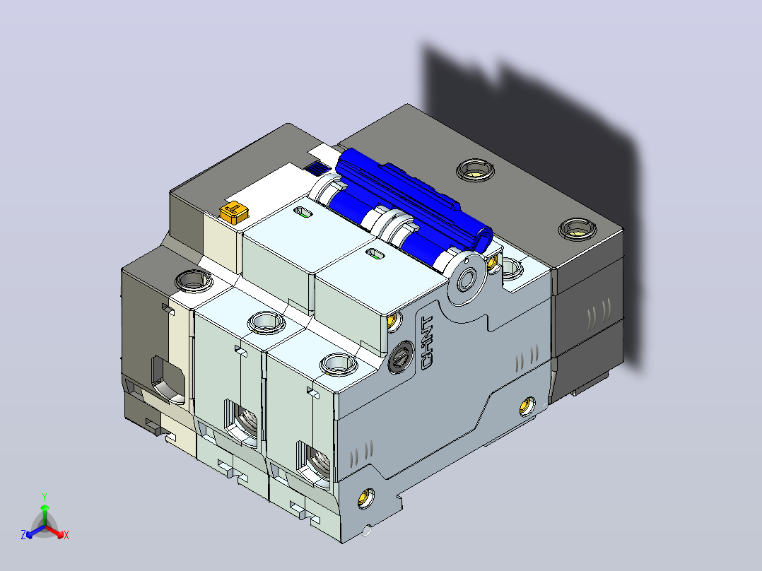 NXBLE-125G 2P剩余电流动作断路器三维模型202306主视图